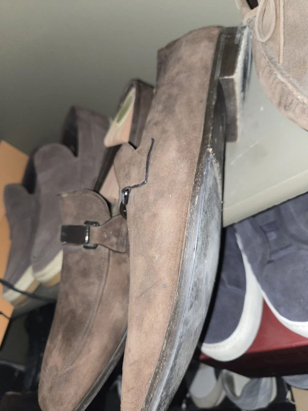 Men's Brown  PRADA Luxury Suede Slip-On Loafers $135 - Picture 4 of 10